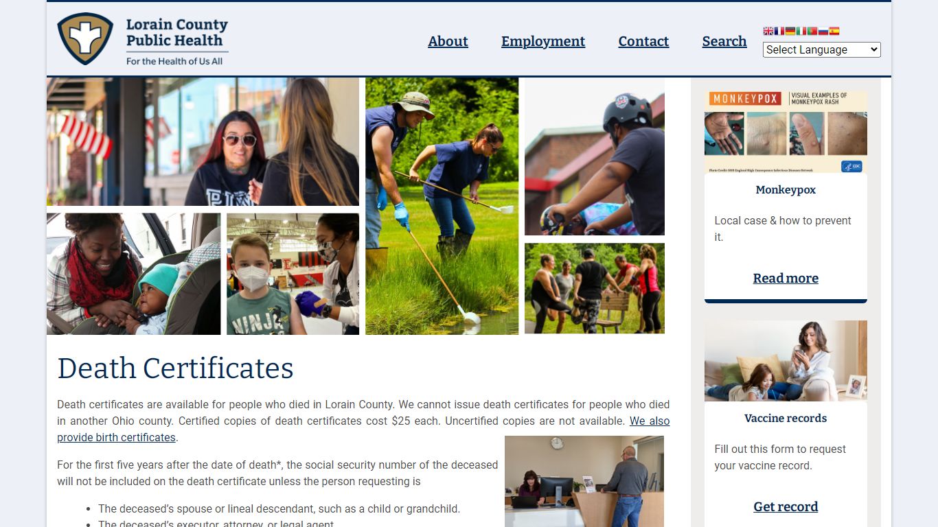 Death Certificates - Lorain County Public Health